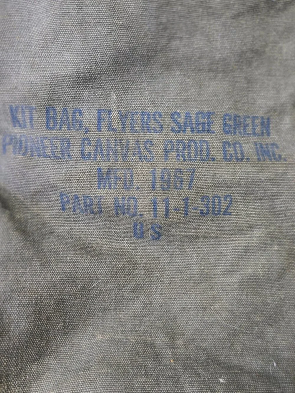 Vietnam Era 1967 US Military Flyers Kit Bag (Part No. 11-1-302)